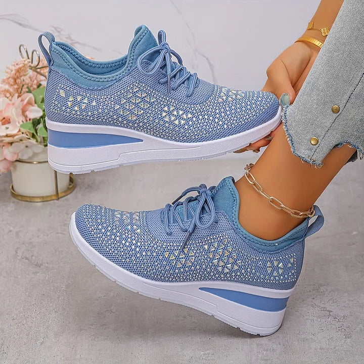 Starlight Lace | Womens Rhinestone Platform Sneakers