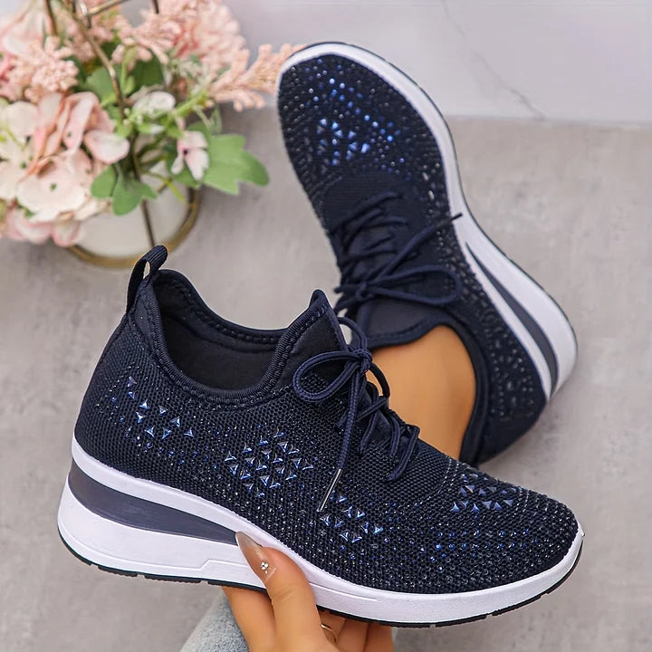 Starlight Lace | Womens Rhinestone Platform Sneakers