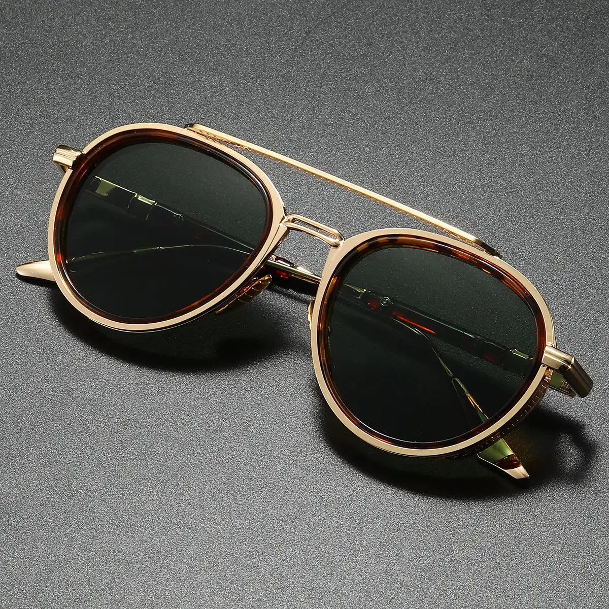 Aviaro Steampunk Double-Bridge Aviator Sunglasses 
