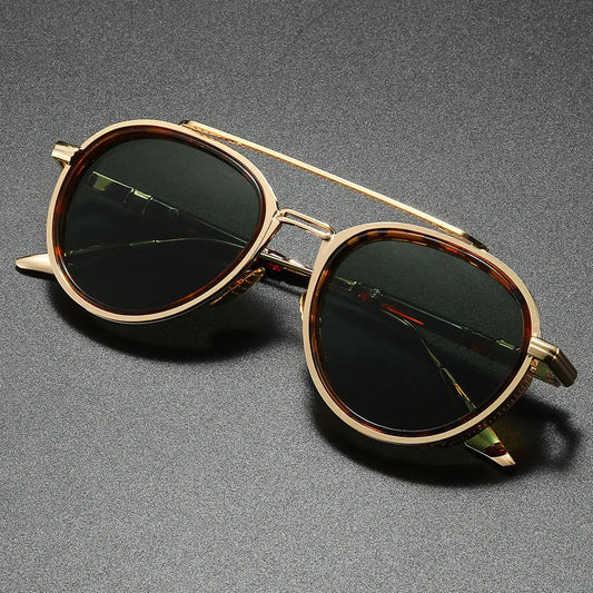 Aviaro Steampunk Double-Bridge Aviator Sunglasses 