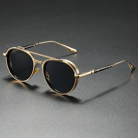 Aviaro Steampunk Double-Bridge Aviator Sunglasses Midnight Black