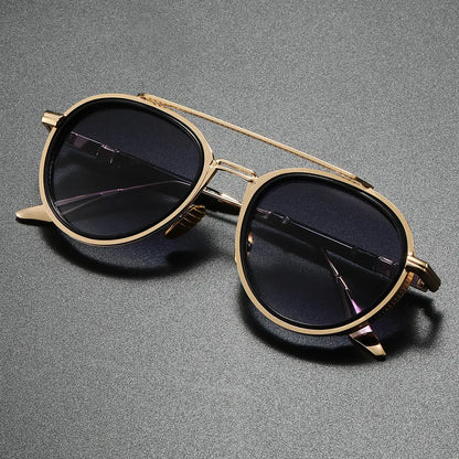 Aviaro Steampunk Double-Bridge Aviator Sunglasses 