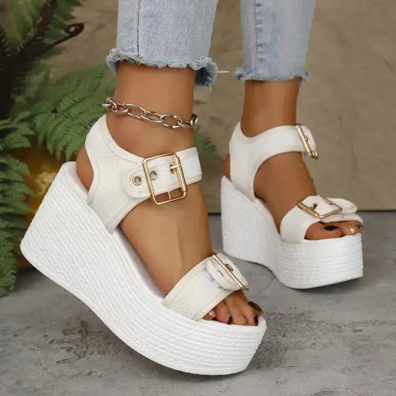 Ibiza Platform Wedge Sandal Pearl White / 5.5