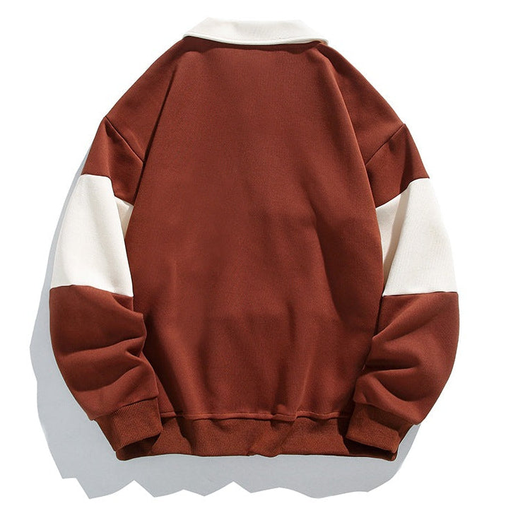 Varsity Drift | Mens Varsity Stripe Cotton Polo Sweatshirt