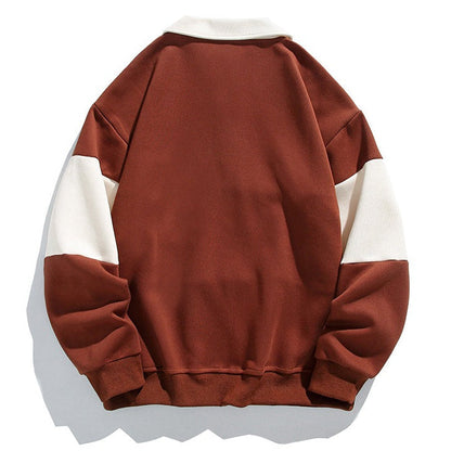 Varsity Drift | Mens Varsity Stripe Cotton Polo Sweatshirt
