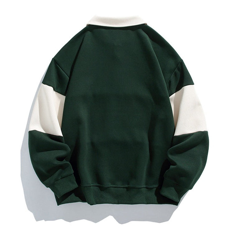 Varsity Drift | Mens Varsity Stripe Cotton Polo Sweatshirt