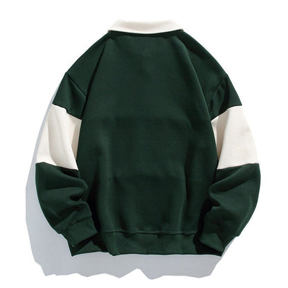 Varsity Drift | Mens Varsity Stripe Cotton Polo Sweatshirt