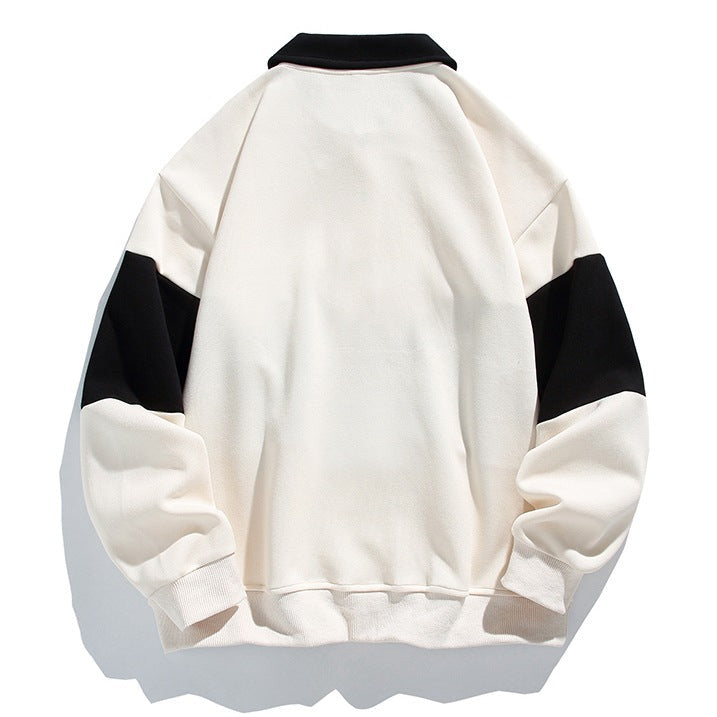 Varsity Drift | Mens Varsity Stripe Cotton Polo Sweatshirt