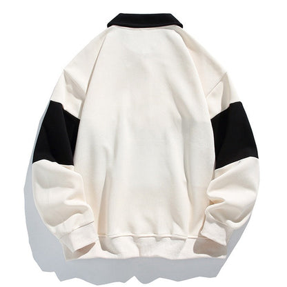 Varsity Drift | Mens Varsity Stripe Cotton Polo Sweatshirt
