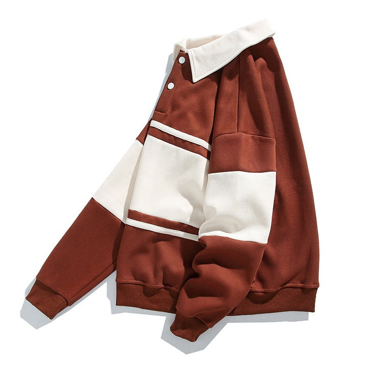 Varsity Drift | Mens Varsity Stripe Cotton Polo Sweatshirt