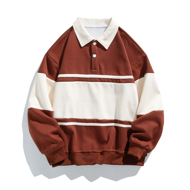 Varsity Drift | Mens Varsity Stripe Cotton Polo Sweatshirt