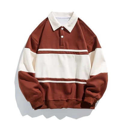 Varsity Drift | Mens Varsity Stripe Cotton Polo Sweatshirt