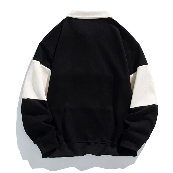 Varsity Drift | Mens Varsity Stripe Cotton Polo Sweatshirt