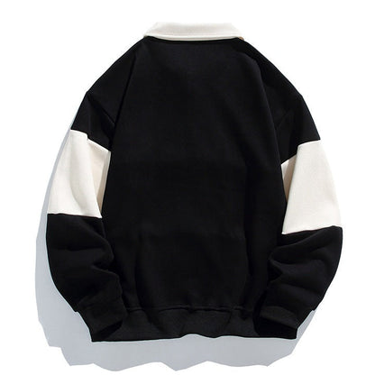 Varsity Drift | Mens Varsity Stripe Cotton Polo Sweatshirt
