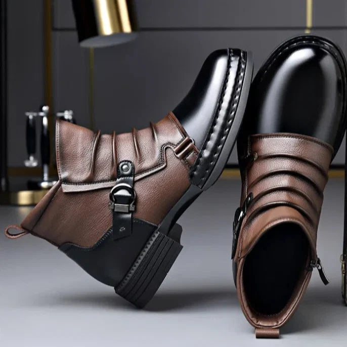 Forge Arc | Leather Buckle Ankle Boots
