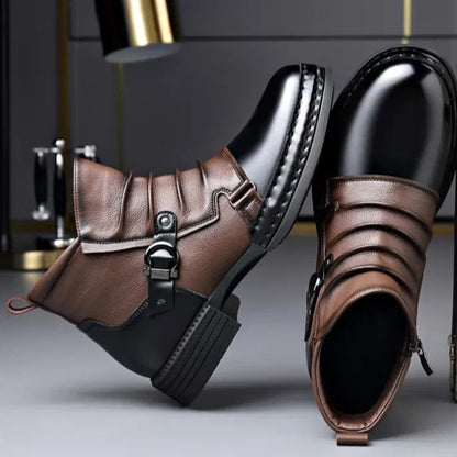 Forge Arc | Leather Buckle Ankle Boots