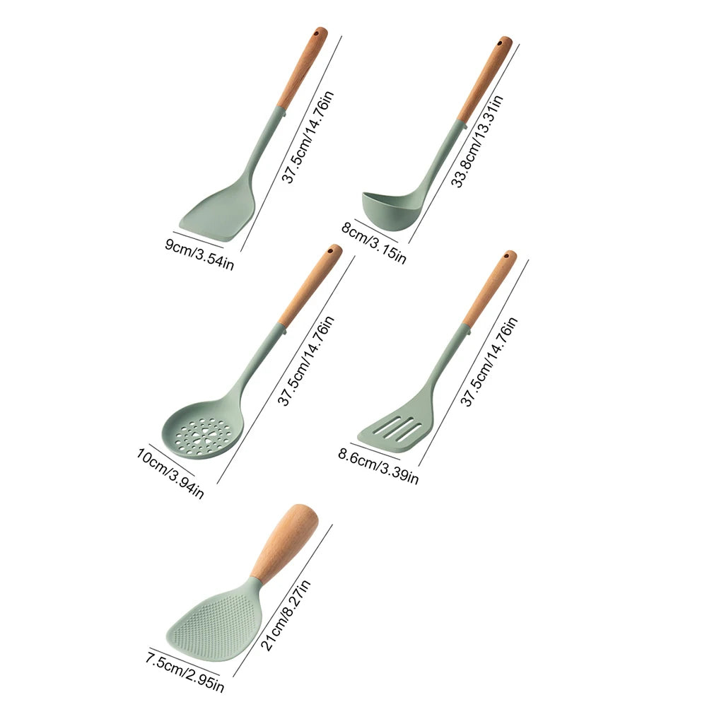 Verda Wooden & Silicone Cooking Utensil Set