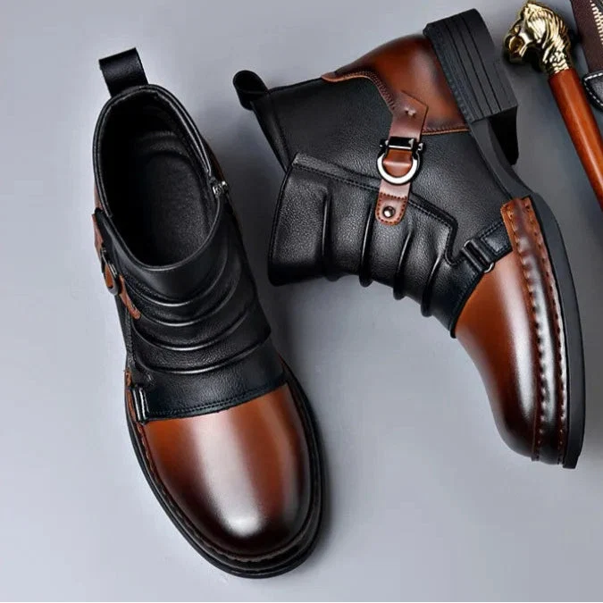 Forge Arc | Leather Buckle Ankle Boots