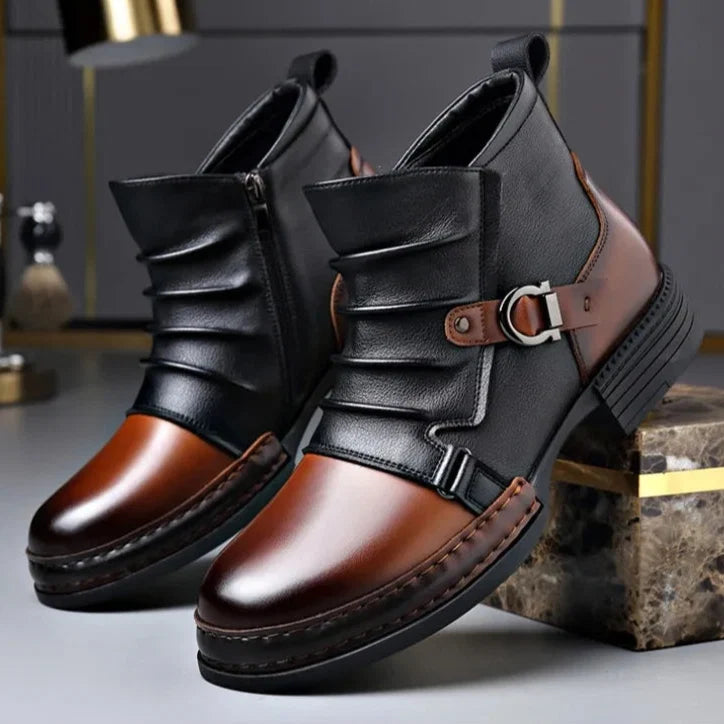 Forge Arc | Leather Buckle Ankle Boots