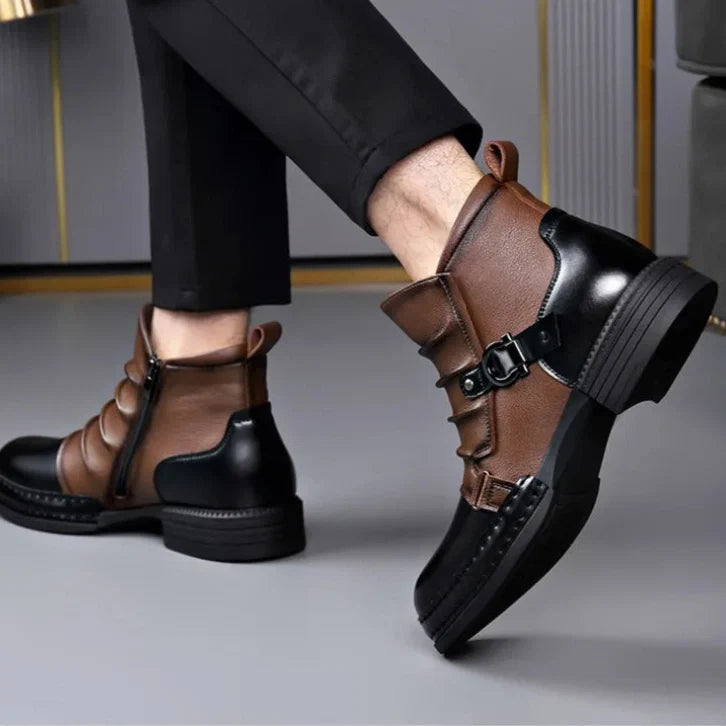 Forge Arc | Leather Buckle Ankle Boots