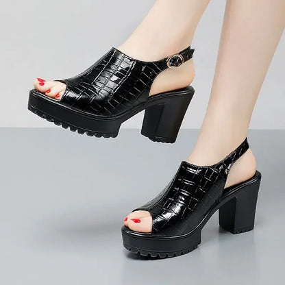 Crimson Platform Heels