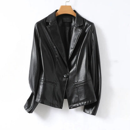 Atelier Noir | Womens Lambskin Leather Tailored Blazer