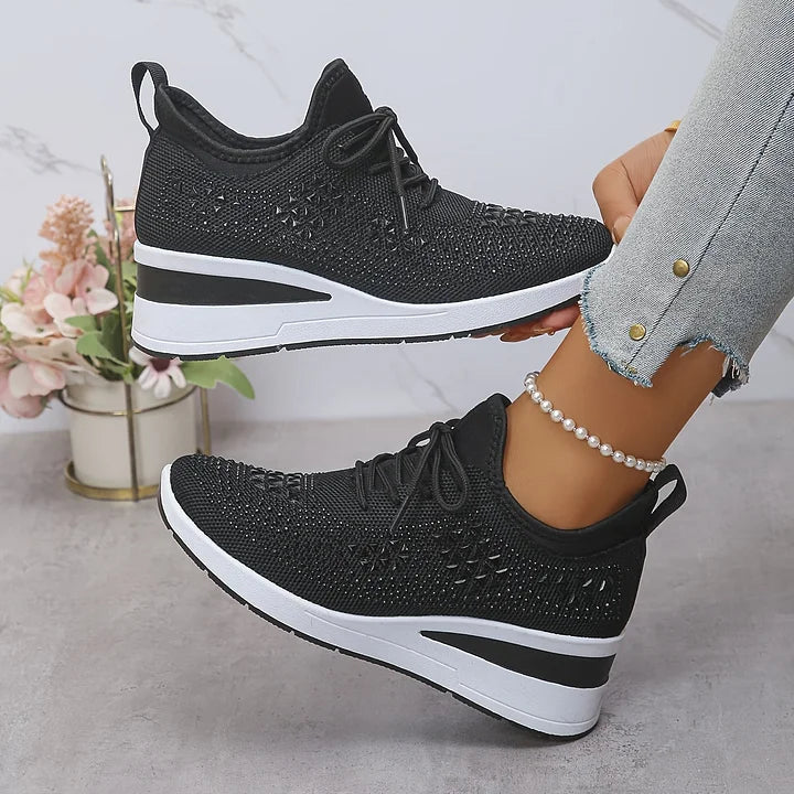 Starlight Lace | Womens Rhinestone Platform Sneakers