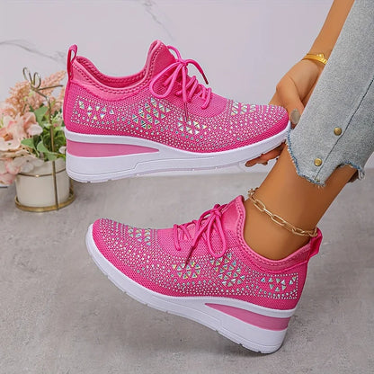 Starlight Lace | Womens Rhinestone Platform Sneakers