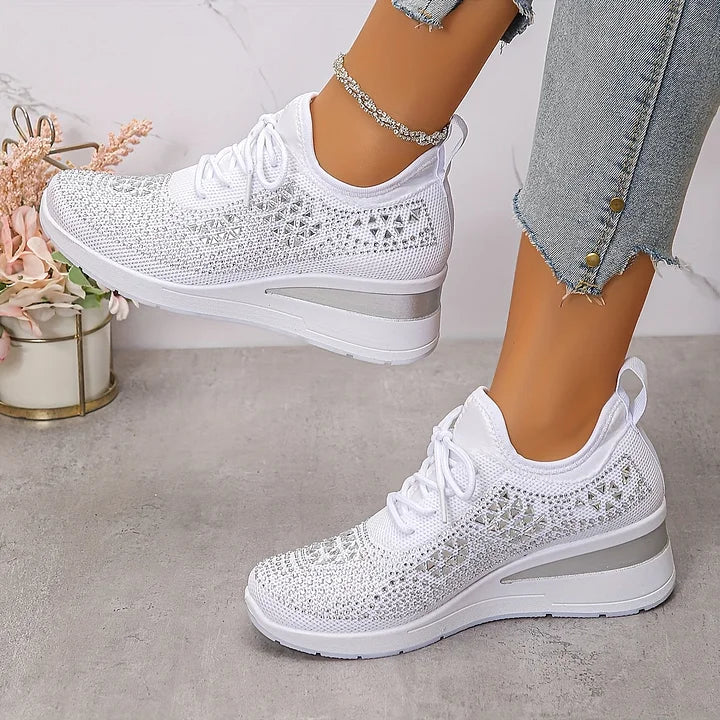 Starlight Lace | Womens Rhinestone Platform Sneakers