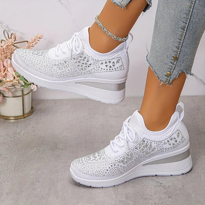 Starlight Lace | Womens Rhinestone Platform Sneakers