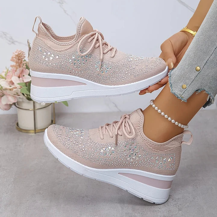 Starlight Lace | Womens Rhinestone Platform Sneakers