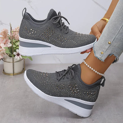 Starlight Lace | Womens Rhinestone Platform Sneakers